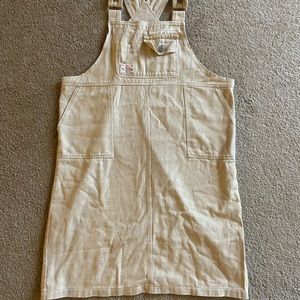 Beige denim shoulder strap dress